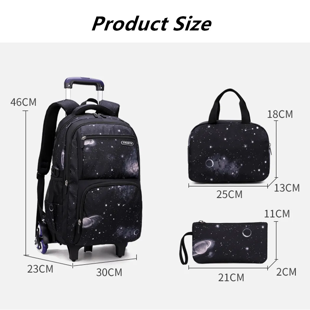 Rolling Backpack for Boys Wheeled Bag with Lunch Box Trolley School Bags Carry On Kids' Luggage Primary Junior High | Багаж и сумки