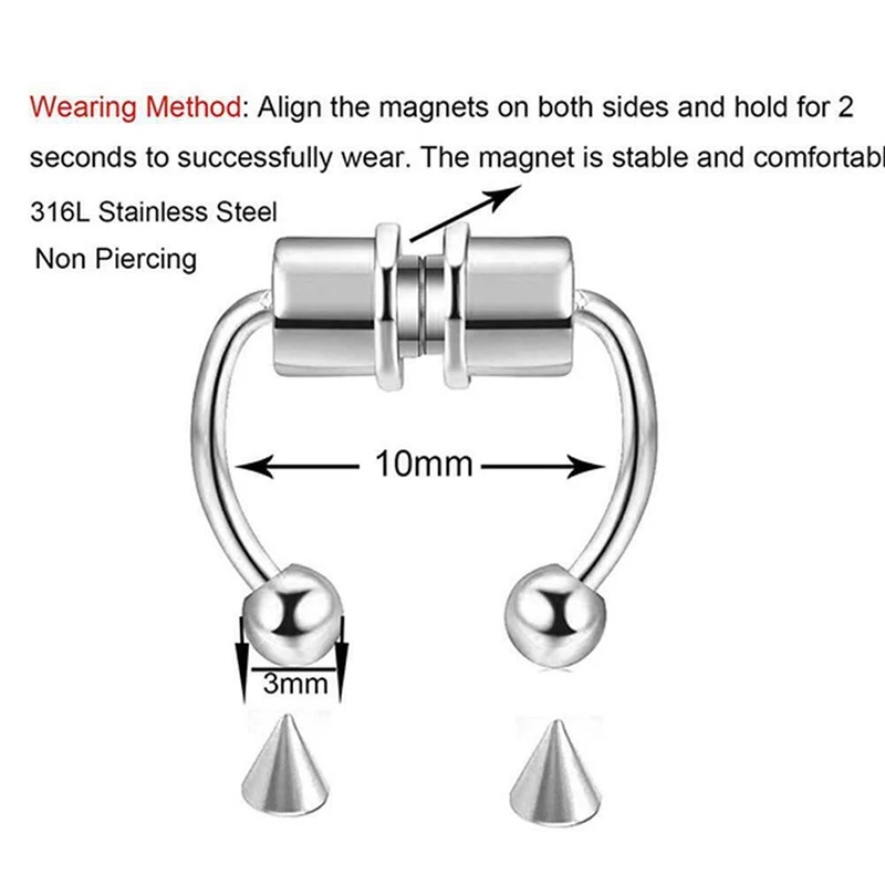 Магнитное кольцо для перегородки не проколотое магнитное носа искусственное
