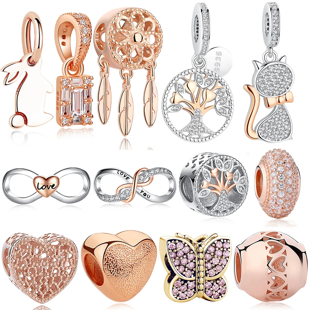 Authentic 925 Sterling Silver Infinity Love Beads Rose Gold Family Tree Cat Charms Fit Original Bracelet Necklace DIY Jewelry
Authentic 925 Sterling Silver Infinity Love Beads Rose Gold Family Tree Cat Charms Fit Original Bracelet Necklace DIY Jewelry
