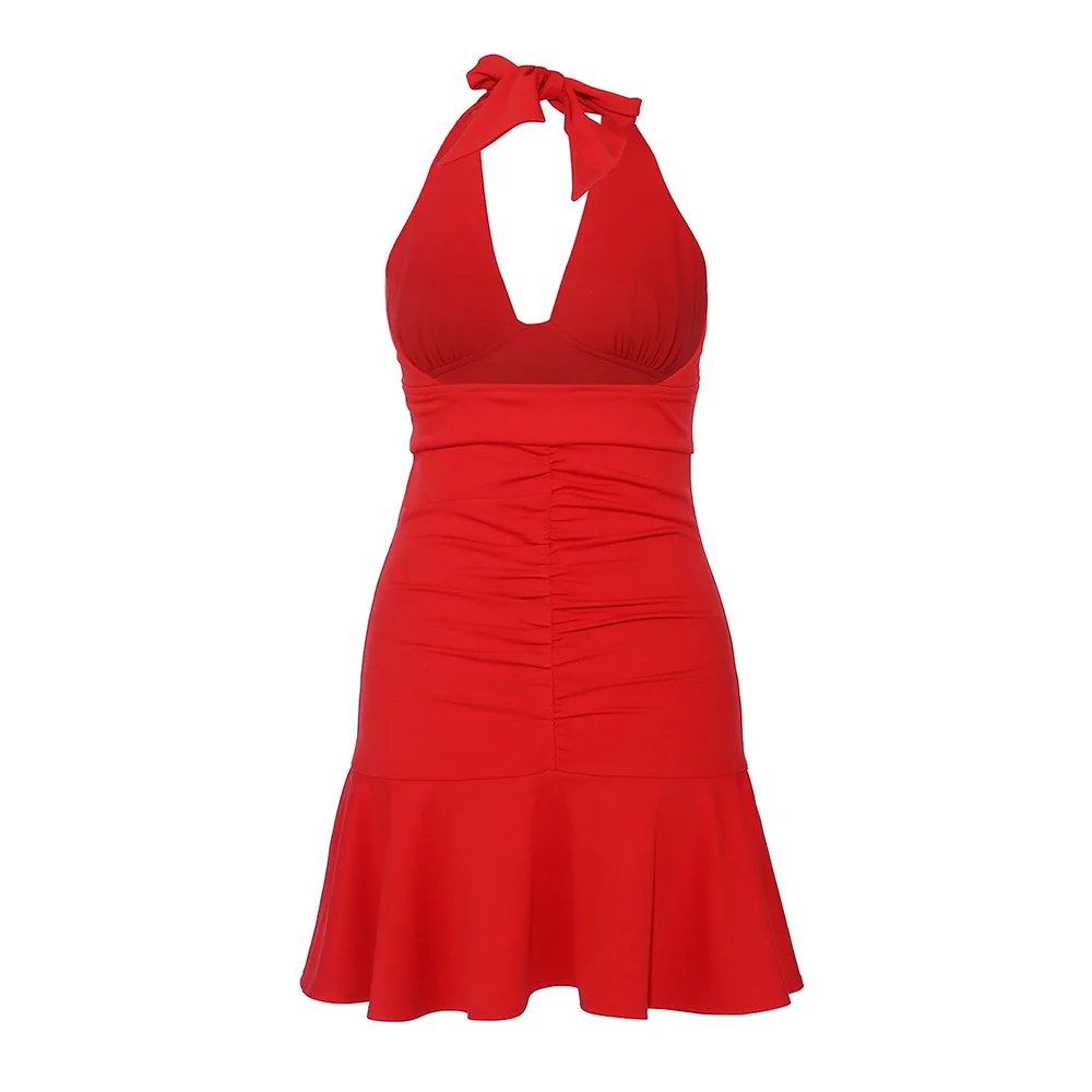 SLADUO New Women Backless V Neck Folds Ruffles Bandage Dress Sexy Halter Red Celebrity Runway Party Summer Dresses Vestidos 2021
SLADUO New Women Backless V Neck Folds Ruffles Bandage Dress Sexy Halter Red Celebrity Runway Party Summer Dresses Vestidos 2021