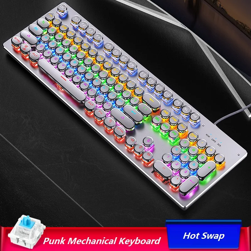 104 Keys Gaming Keyboard Retro Punk Keycaps RGB Backlit Mechanical Keyboard Switch for Gamer Keyboard Notebook Desktop PC 
104 Keys Gaming Keyboard Retro Punk Keycaps RGB Backlit Mechanical Keyboard Switch for Gamer Keyboard Notebook Desktop PC