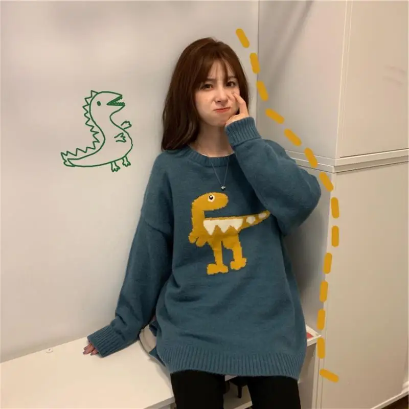 Cute Dinosaur Pattern O Neck Oversized Knitwear Top Sweater Female Autumn Winter Outerwear Women Pullovers Knitting Jumpers
Cute Dinosaur Pattern O Neck Oversized Knitwear Top Sweater Female Autumn Winter Outerwear Women Pullovers Knitting Jumpers