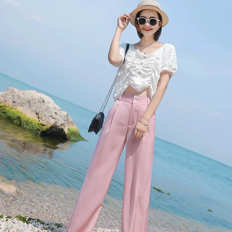 High Waist Drooping Straight Pants Yellow Wide-Legged Pants Mopping Suit Pants Women Summer Thin and Silky Satin Office Lady
High Waist Drooping Straight Pants Yellow Wide-Legged Pants Mopping Suit Pants Women Summer Thin and Silky Satin Office Lady