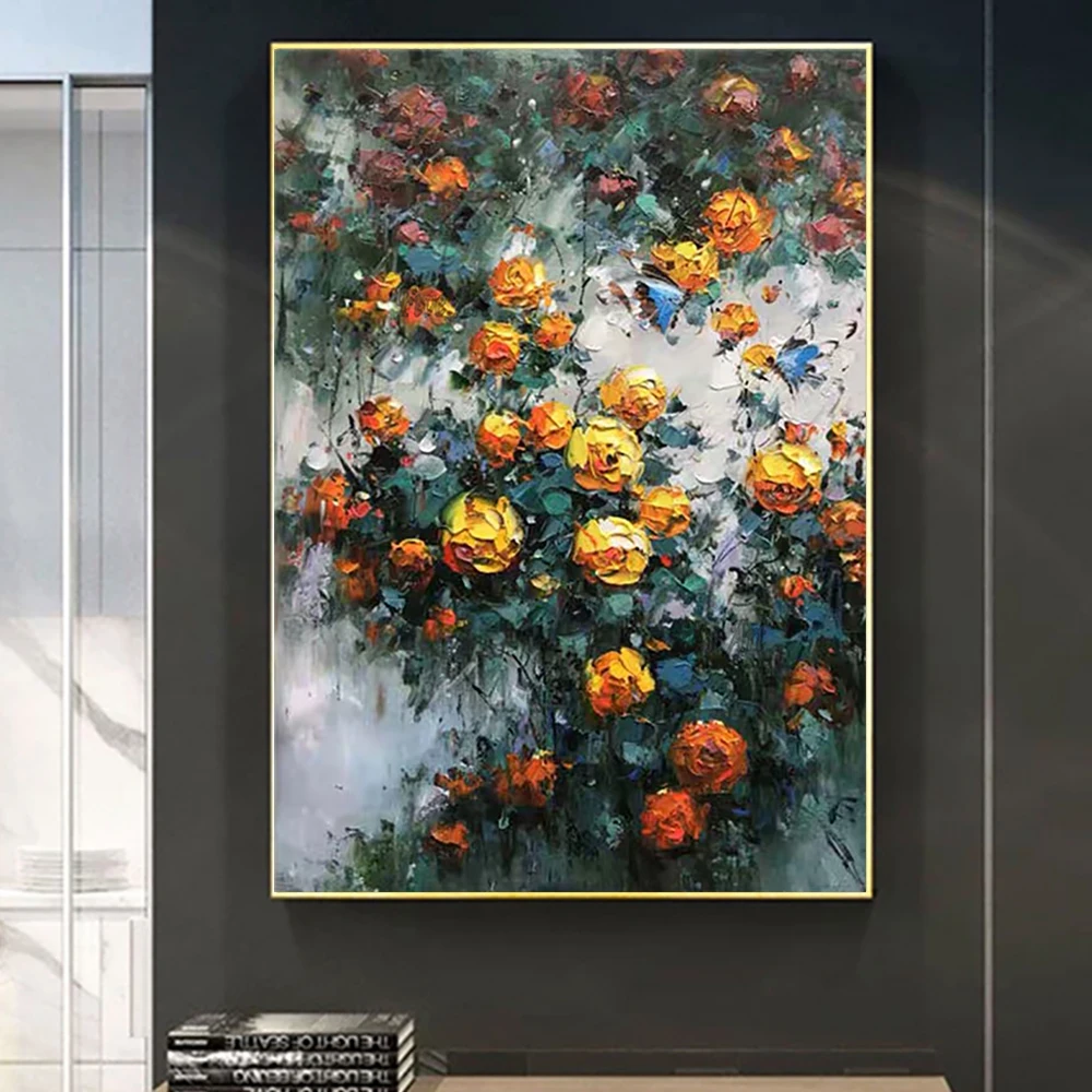 Abstract Flowers Handmade Thick Texture Oil Painting On Canvas Modern 3D Knife Canvas Painting Yellow Rose Picture Handpainted
Abstract Flowers Handmade Thick Texture Oil Painting On Canvas Modern 3D Knife Canvas Painting Yellow Rose Picture Handpainted