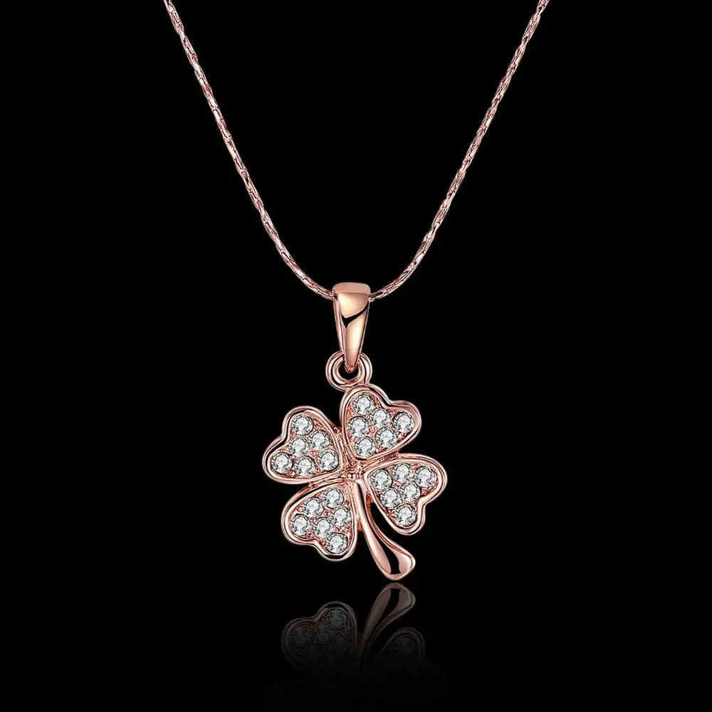 Rose Gold Clover Pendant Women's Necklace Elegant Office Lady Valentine's Day Gift Party Jewelry Accessories | Украшения и