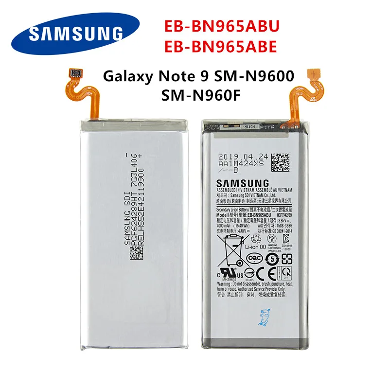 Оригинальная деталь SAMSUNG аккумулятор 4000 мАч для Samsung Galaxy Note9 Note 9 EB-BN965ABU N960U N960N N960W |