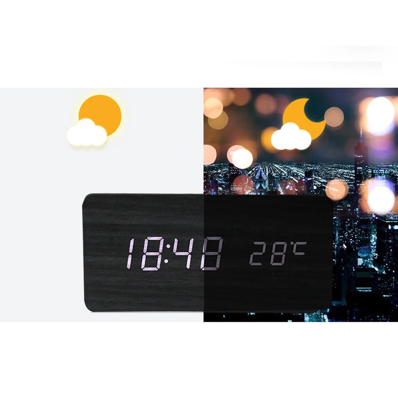 USB/AAA Clocks LED Wooden Alarm Clock Watch Table Voice Control Digital Wood Despertador Electronic Desktop Table Decor
USB/AAA Clocks LED Wooden Alarm Clock Watch Table Voice Control Digital Wood Despertador Electronic Desktop Table Decor