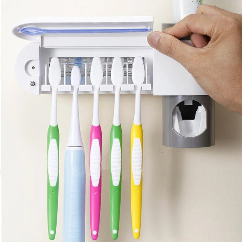 3 in 1 UV Toothbrush Holder Sterilizer Automatic Toothpaste Squeezer Dispenser For Toilet Home Bathroom Accessories Sets
3 in 1 UV Toothbrush Holder Sterilizer Automatic Toothpaste Squeezer Dispenser For Toilet Home Bathroom Accessories Sets