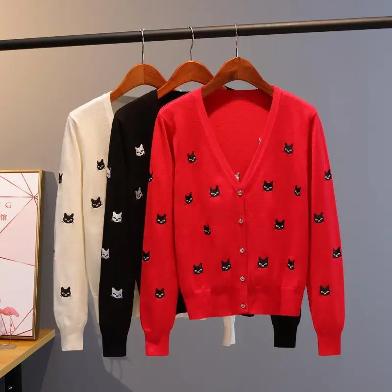 Spring and Autumn Knitwear Cardigan WOMEN 'S V-neck Coat Cotton Slim Air Conditioning Shirt Short Top Embroidery Tide
Spring and Autumn Knitwear Cardigan WOMEN 'S V-neck Coat Cotton Slim Air Conditioning Shirt Short Top Embroidery Tide