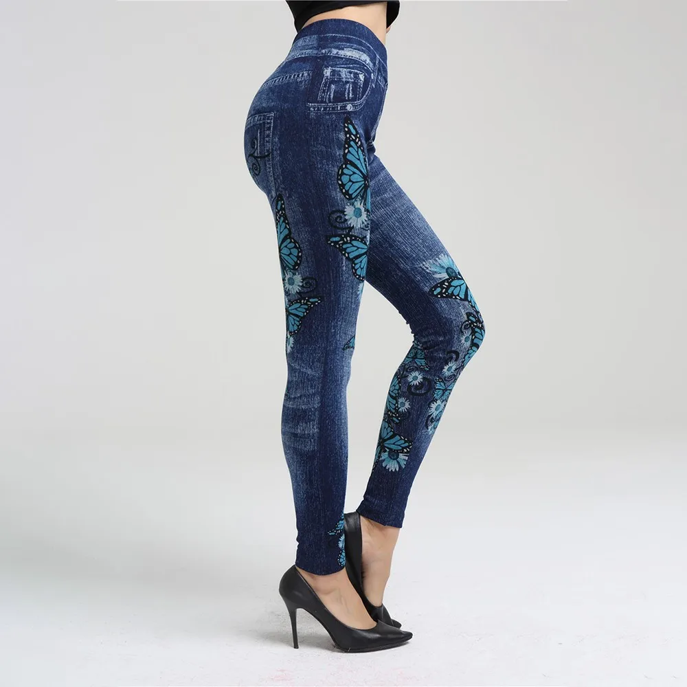 Butterfly Print Imitation Jeans Women Stretchy Slim Leggings Plus Size Skinny Jeggings Elastic Waist Pencil Pants Fitness Bottom
Butterfly Print Imitation Jeans Women Stretchy Slim Leggings Plus Size Skinny Jeggings Elastic Waist Pencil Pants Fitness Bottom
