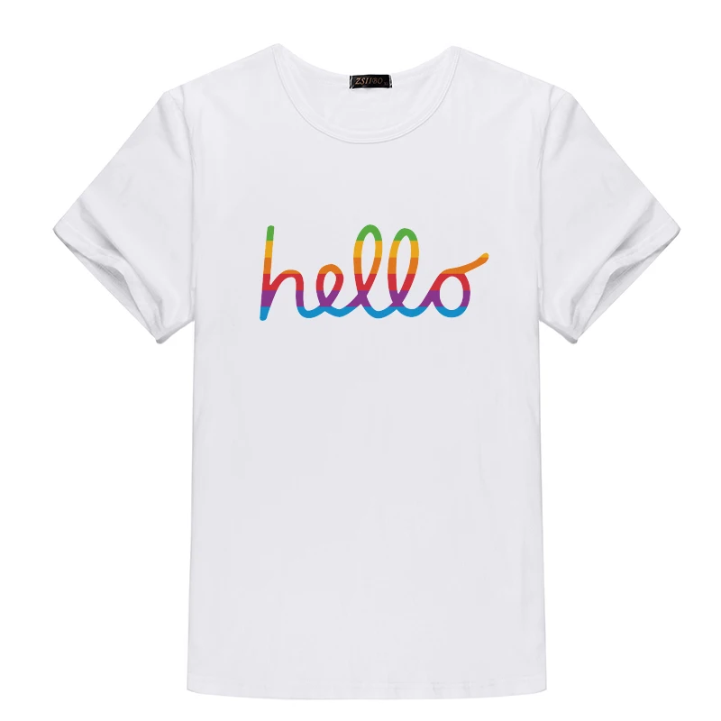 Футболка женская с принтом шрифтов Hello Color повседневная смешная рубашка в стиле