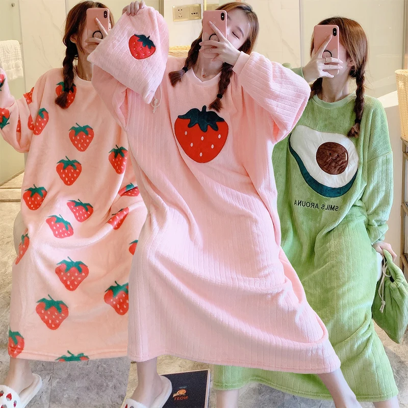 Winter Long Sleeve Thick Warm Flannel Nightgowns for Women Loose Long Dress Coral Velvet Sleepwear Night Dress Nightdress Nighty
Winter Long Sleeve Thick Warm Flannel Nightgowns for Women Loose Long Dress Coral Velvet Sleepwear Night Dress Nightdress Nighty