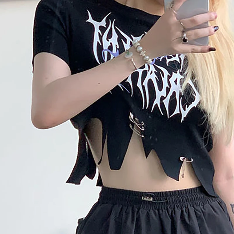 2021 Summer Graphic T Shirts Women Sexy Alt Clothes Aesthetic Harajuku Cropped Top Mujer MINGLIUSILI Irregular E Girl Tee Shirt
2021 Summer Graphic T Shirts Women Sexy Alt Clothes Aesthetic Harajuku Cropped Top Mujer MINGLIUSILI Irregular E Girl Tee Shirt
