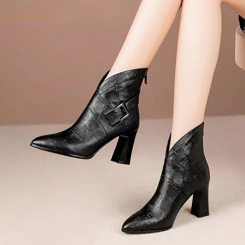 Genuine Leather Ankle Boots Short Boots Women Chunky Heel Boots High-Heel Boots Thin Boots Pointed Toe Large Size Women's Shoes
Genuine Leather Ankle Boots Short Boots Women Chunky Heel Boots High-Heel Boots Thin Boots Pointed Toe Large Size Women's Shoes