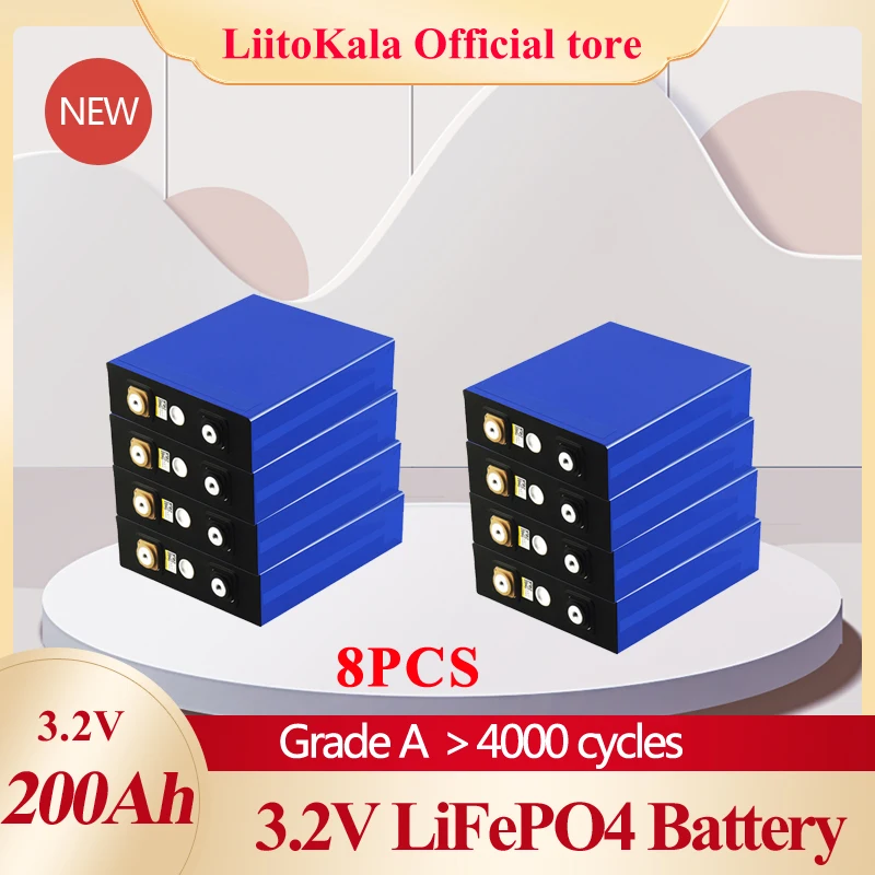8pcs LiitoKala Lifepo4 3.2v 200ah rechargeable battery 24v200ah Suitable for Solar Energy long life 3500 Cycles EU US TAX FREE 
8pcs LiitoKala Lifepo4 3.2v 200ah rechargeable battery 24v200ah Suitable for Solar Energy long life 3500 Cycles EU US TAX FREE