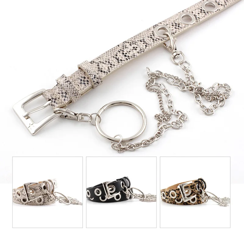 Women's rivet Metal ring Chain Belt punk Rock Leopard print Snakeskin Thin waistband pin buckle belt p75
Women's rivet Metal ring Chain Belt punk Rock Leopard print Snakeskin Thin waistband pin buckle belt p75