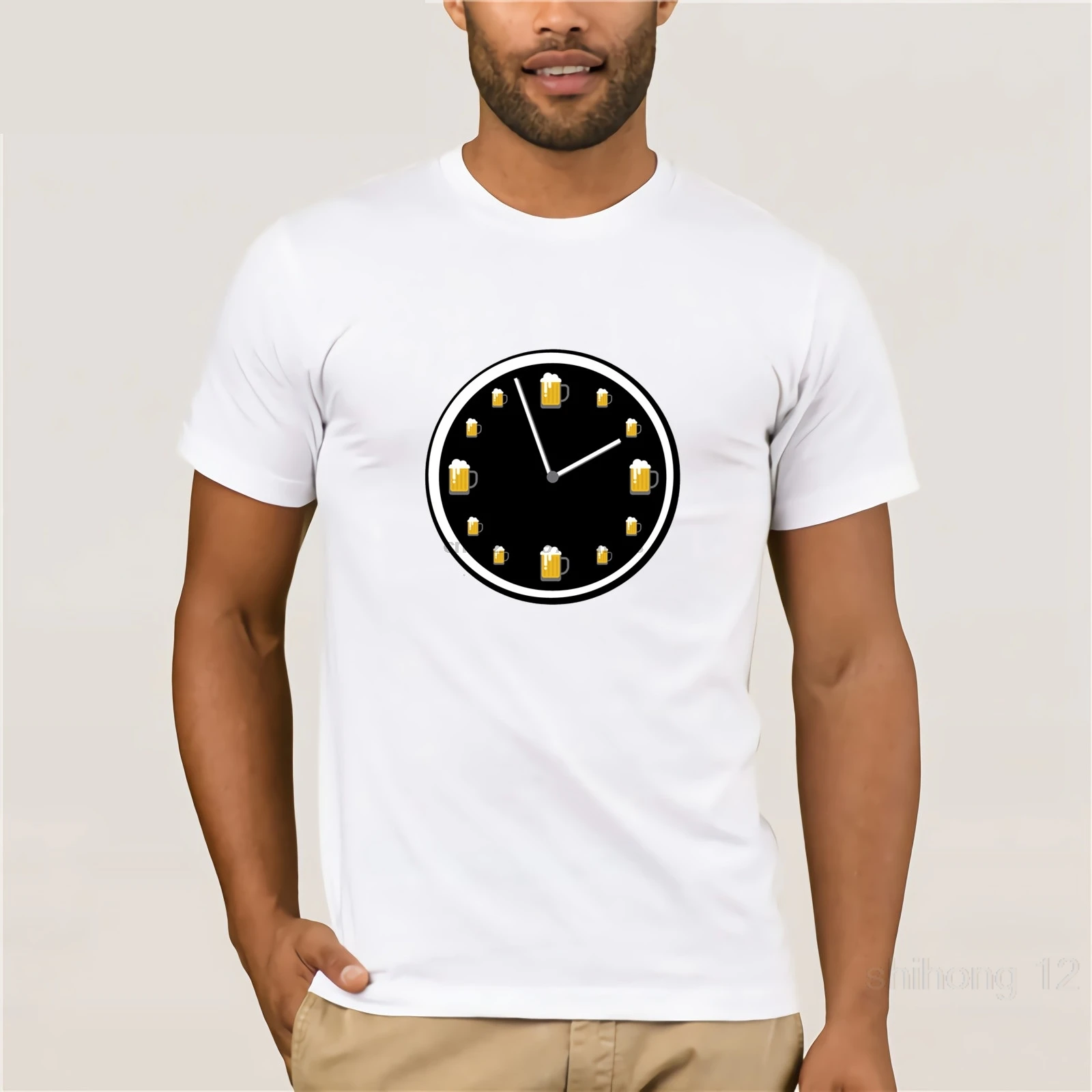 Забавные футболки с надписью Beer O Clock Time футболка принтом Повседневная коротким