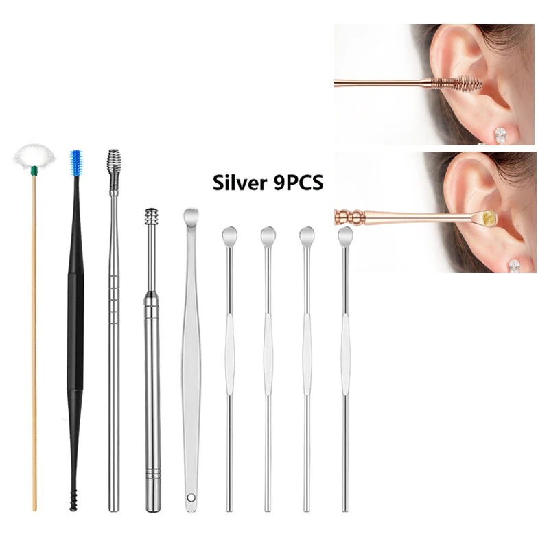 9Pcs/Set Safe Painless Goose Feather Stainless Steel Ear Wax Pickers Earpick Wax Curette Remover Spoon Ear Cleaner Tool
9Pcs/Set Safe Painless Goose Feather Stainless Steel Ear Wax Pickers Earpick Wax Curette Remover Spoon Ear Cleaner Tool