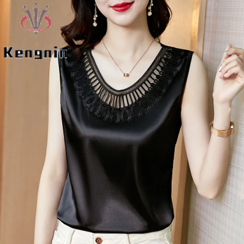Loose Elegant Women Chiffon Stain Tops 2021 Summer Lace Patchwork O-Neck Ladies Pullovers Sleeveless Outer Wear Tees KE1030
Loose Elegant Women Chiffon Stain Tops 2021 Summer Lace Patchwork O-Neck Ladies Pullovers Sleeveless Outer Wear Tees KE1030