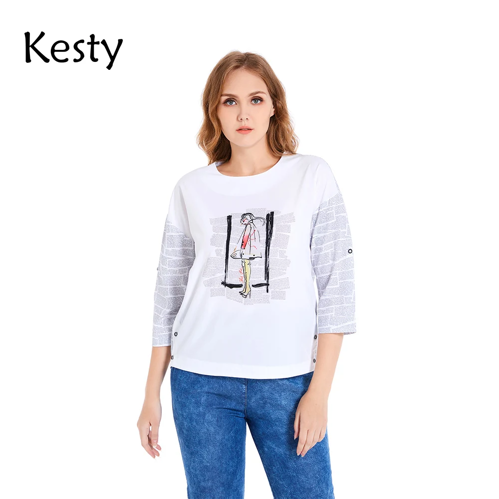 KESTY Women's Plus Size Polyester T-shirt Spring Top 3/4 Sleeve Fashion Pattern Loose Casual Round Neck Top
KESTY Women's Plus Size Polyester T-shirt Spring Top 3/4 Sleeve Fashion Pattern Loose Casual Round Neck Top