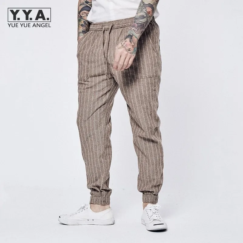Vintage Mens Linen Loose Fit Casual Pencil Pants Personality Striped Drawstring Harajuku Trousers Fashion Men Jogging Sweatpants
Vintage Mens Linen Loose Fit Casual Pencil Pants Personality Striped Drawstring Harajuku Trousers Fashion Men Jogging Sweatpants