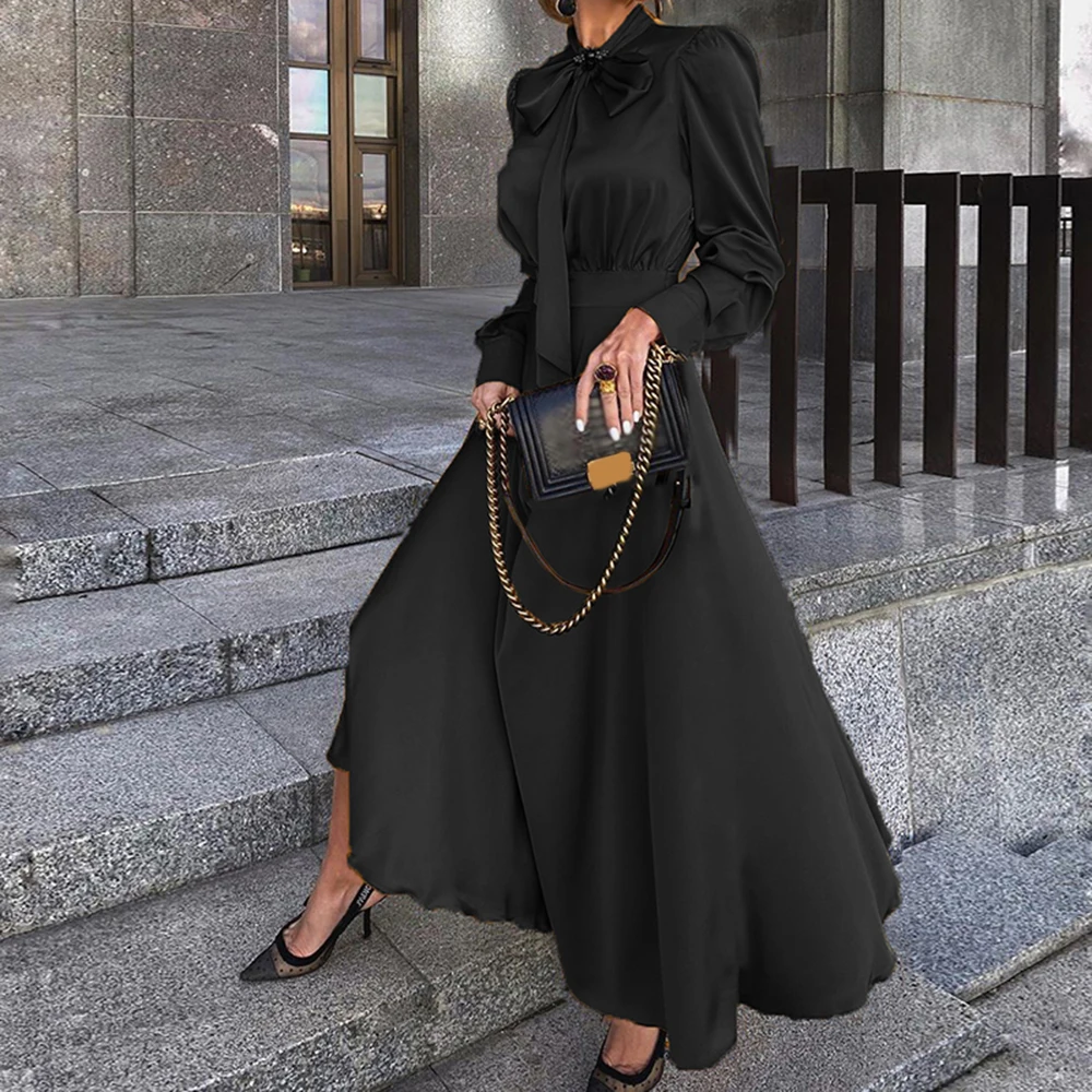 Vintage Bow Tie High Waist Dress Women A-Line Maxi Dress Autumn Full Sleeve Party Proms Dresses Plus Size Fashion Female Dress
Vintage Bow Tie High Waist Dress Women A-Line Maxi Dress Autumn Full Sleeve Party Proms Dresses Plus Size Fashion Female Dress