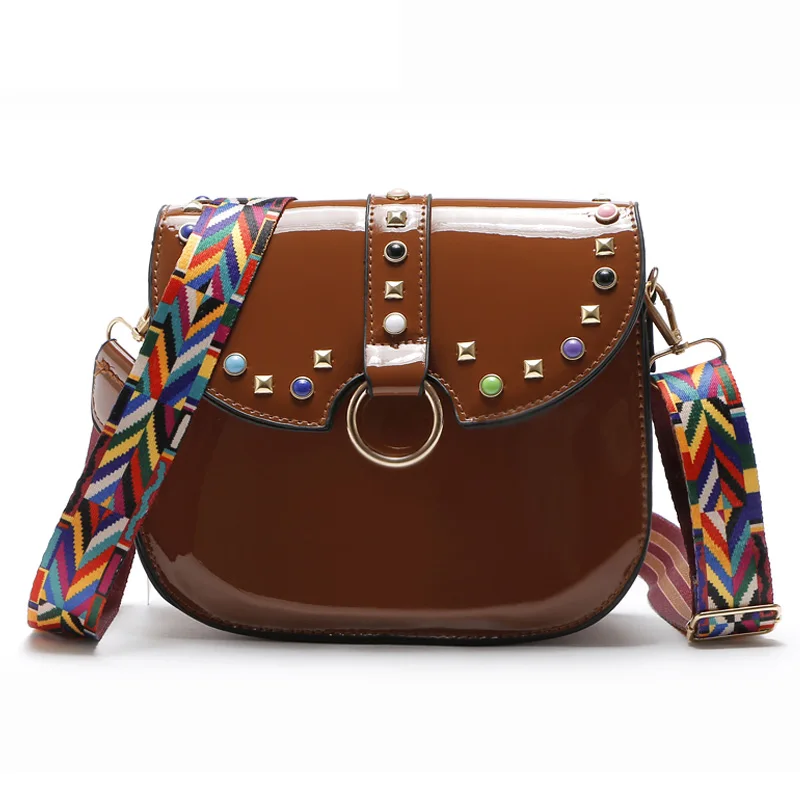 Small Glossy Shoulder Bag Ladies Patent Leather Multicolor Wide Shoulder Strap Messenger Bags for Women 2022 Rivet Sling Bag
Small Glossy Shoulder Bag Ladies Patent Leather Multicolor Wide Shoulder Strap Messenger Bags for Women 2022 Rivet Sling Bag