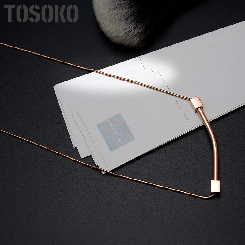 TOSOKO Titanium Steel With Round Tube Clavicle Necklace Snake Chain Square Tube Fashion Necklace For Women BSP142
TOSOKO Titanium Steel With Round Tube Clavicle Necklace Snake Chain Square Tube Fashion Necklace For Women BSP142