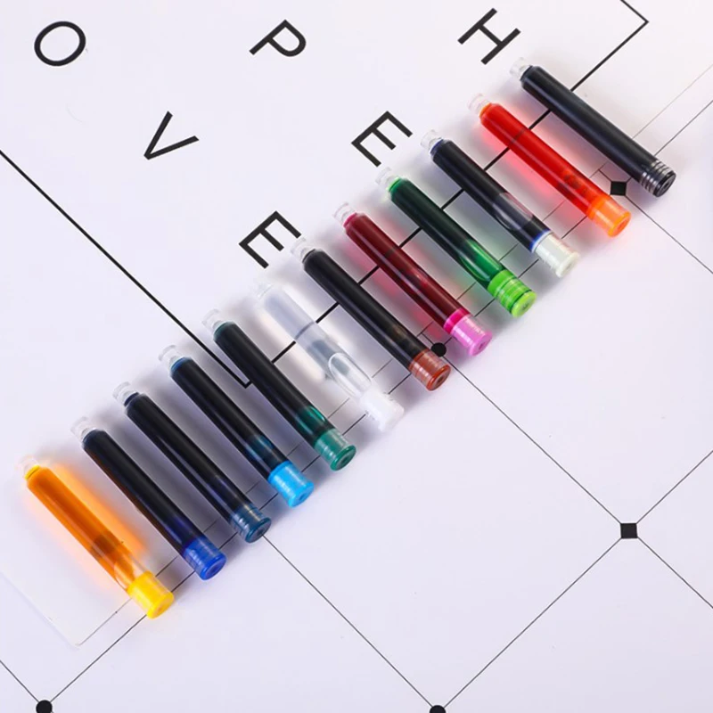 10pcs Colourful Ink Sac Fountain Pen Ink Cartridges Refills Ink 3.4mm Refills Resistant Lasting Smooth Writing
10pcs Colourful Ink Sac Fountain Pen Ink Cartridges Refills Ink 3.4mm Refills Resistant Lasting Smooth Writing