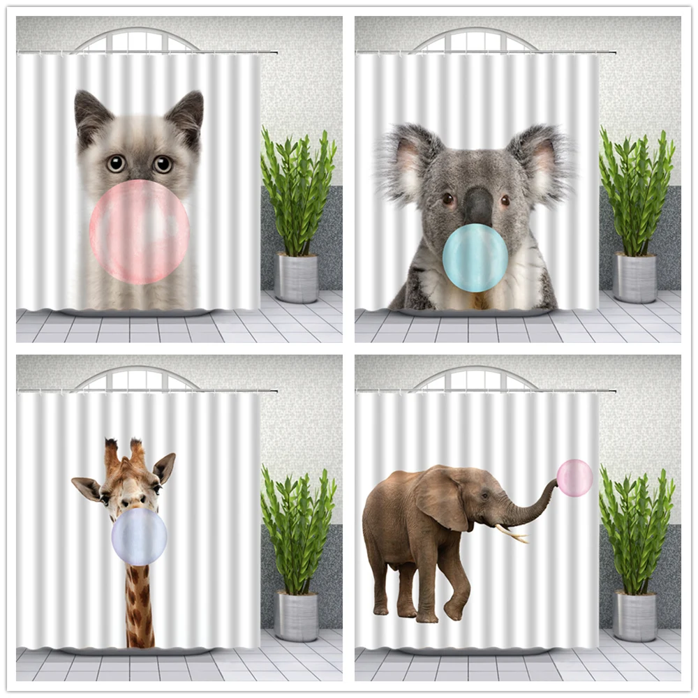 Funny Animals Shower Curtains Cute Animal Blowing Bubbles Creativity Bathroom Decor Polyester Cloth Curtain Set With Hooks
Funny Animals Shower Curtains Cute Animal Blowing Bubbles Creativity Bathroom Decor Polyester Cloth Curtain Set With Hooks