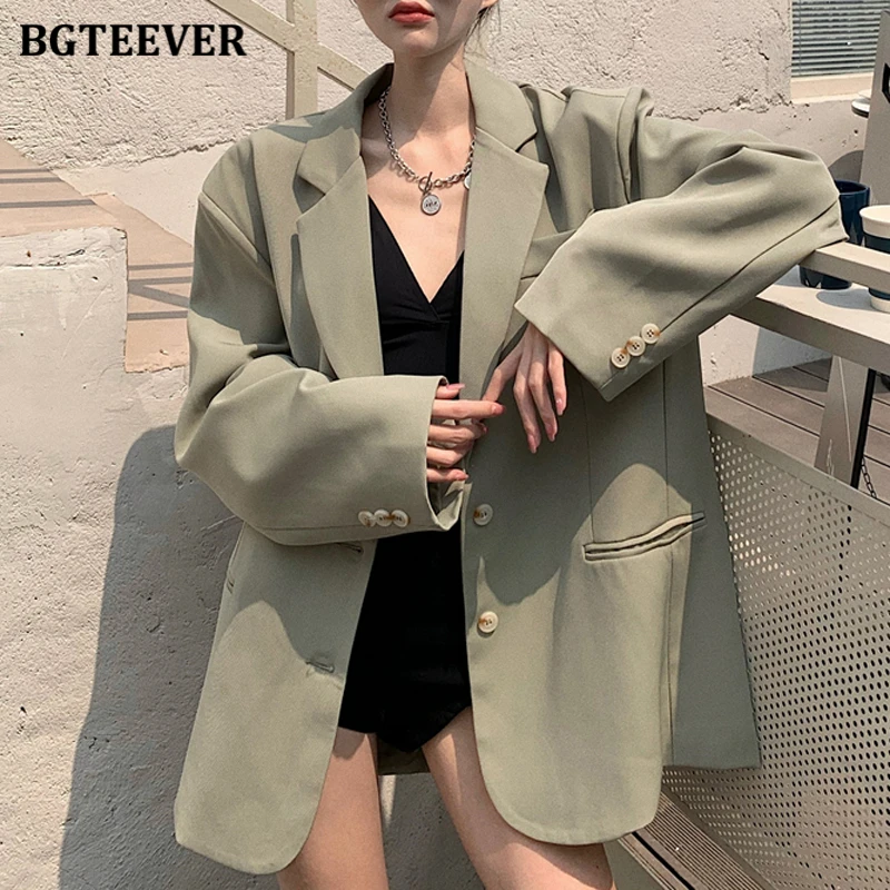BGTEEVER New Summer Stylish Single-breasted Loose Female Blazer Jackets Fashion Notched Collar Full Sleeve Women Suit Coats 2021 
BGTEEVER New Summer Stylish Single-breasted Loose Female Blazer Jackets Fashion Notched Collar Full Sleeve Women Suit Coats 2021