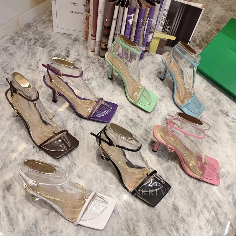 Summer Thin High Heel Sandals Women Square Toe Narrow band Chain Decor Ankle Strap Rome Sandalias Sexy Party Dress Shoes 2021
Summer Thin High Heel Sandals Women Square Toe Narrow band Chain Decor Ankle Strap Rome Sandalias Sexy Party Dress Shoes 2021