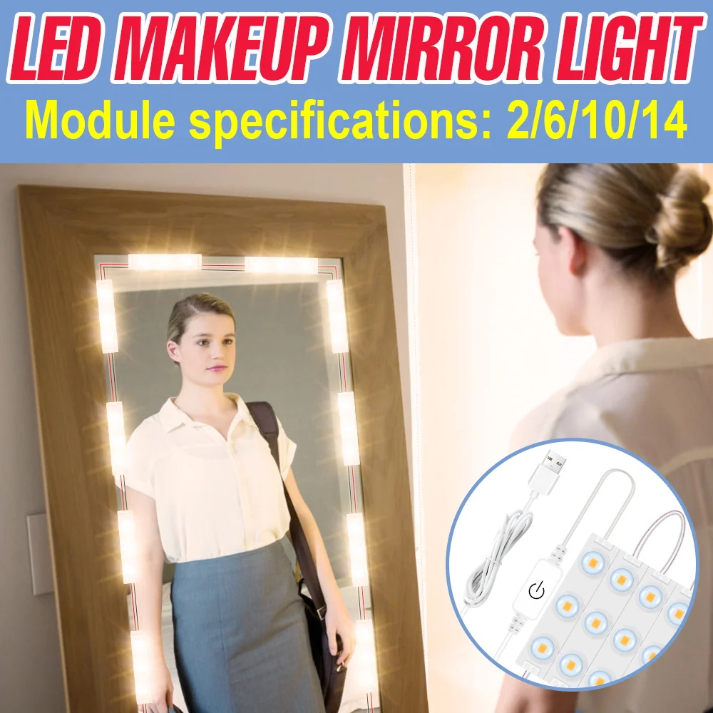LED Makeup Mirror Light Bulbs USB Dressing table Lamp Hollywood Dimmable Mirror Light LED Bathroom Mirror Backlight Wall Lampara
LED Makeup Mirror Light Bulbs USB Dressing table Lamp Hollywood Dimmable Mirror Light LED Bathroom Mirror Backlight Wall Lampara