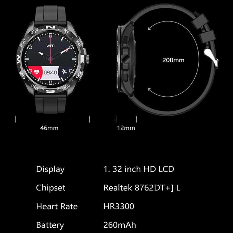 Новинка 2022 мужские Смарт-часы с вызовом Bluetooth 1 32 дюйма 360 * HD экран пиксельным