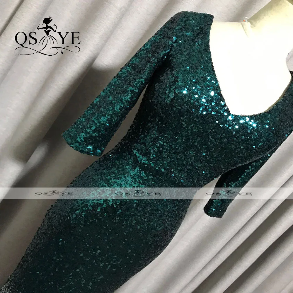 Fading Green Evening Dresses Long Sleeves Evening Gown Mermaid V Neck Party Dress Glitter Sequin Emerald Formal Prom Dress
Fading Green Evening Dresses Long Sleeves Evening Gown Mermaid V Neck Party Dress Glitter Sequin Emerald Formal Prom Dress