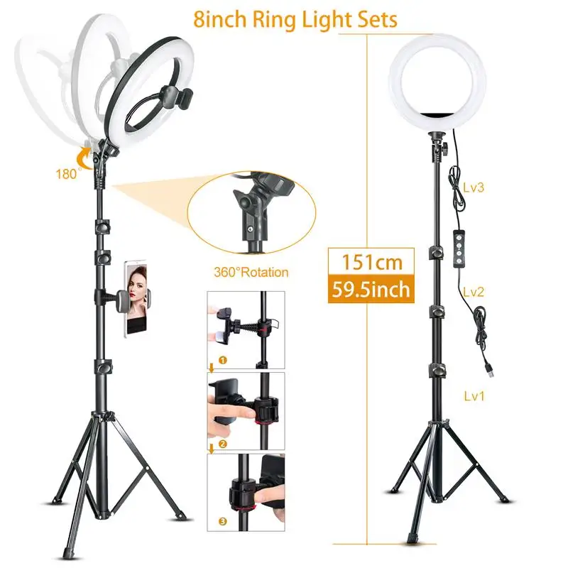 Led Video Ring Light with 51inch Tripod Stand Phone Holder Selfie Ringlight for Youtube Makeup Video Live Lighting Photography
Led Video Ring Light with 51inch Tripod Stand Phone Holder Selfie Ringlight for Youtube Makeup Video Live Lighting Photography