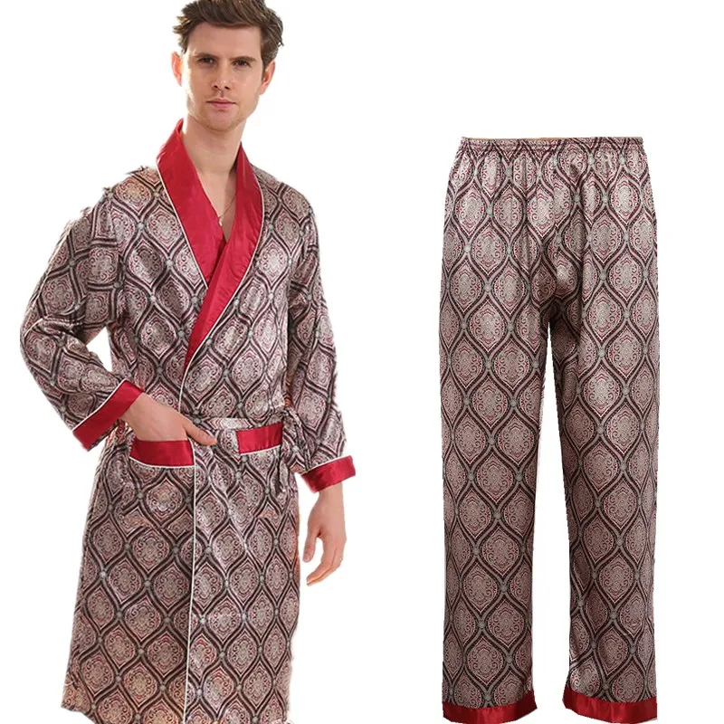 

Женский пижамный комплект 7XL, мужской халат из двух предметов, шорты, костюм, шелковая пижама для мужчин, кимоно, домашнее мягкое и уютное бан...
