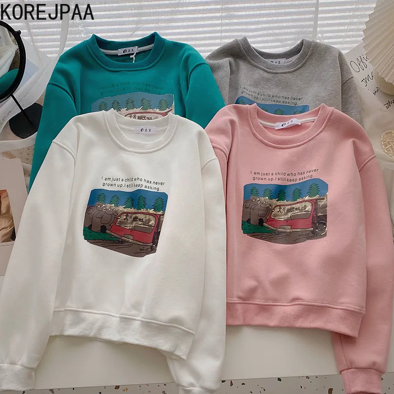 Korejpaa Casual Printing Sweatshirts Women 2021 Autumn Winter Korea Fashion Long Sleeve O-neck Pullover Outwear All Match Tops
Korejpaa Casual Printing Sweatshirts Women 2021 Autumn Winter Korea Fashion Long Sleeve O-neck Pullover Outwear All Match Tops