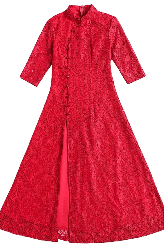 2020 Summer Modern Cheongsam Women Short Lace Qipao Chinese Dress Qi Pao Party Vintage Ao Dai Elegant Dress High Quality Improve
2020 Summer Modern Cheongsam Women Short Lace Qipao Chinese Dress Qi Pao Party Vintage Ao Dai Elegant Dress High Quality Improve