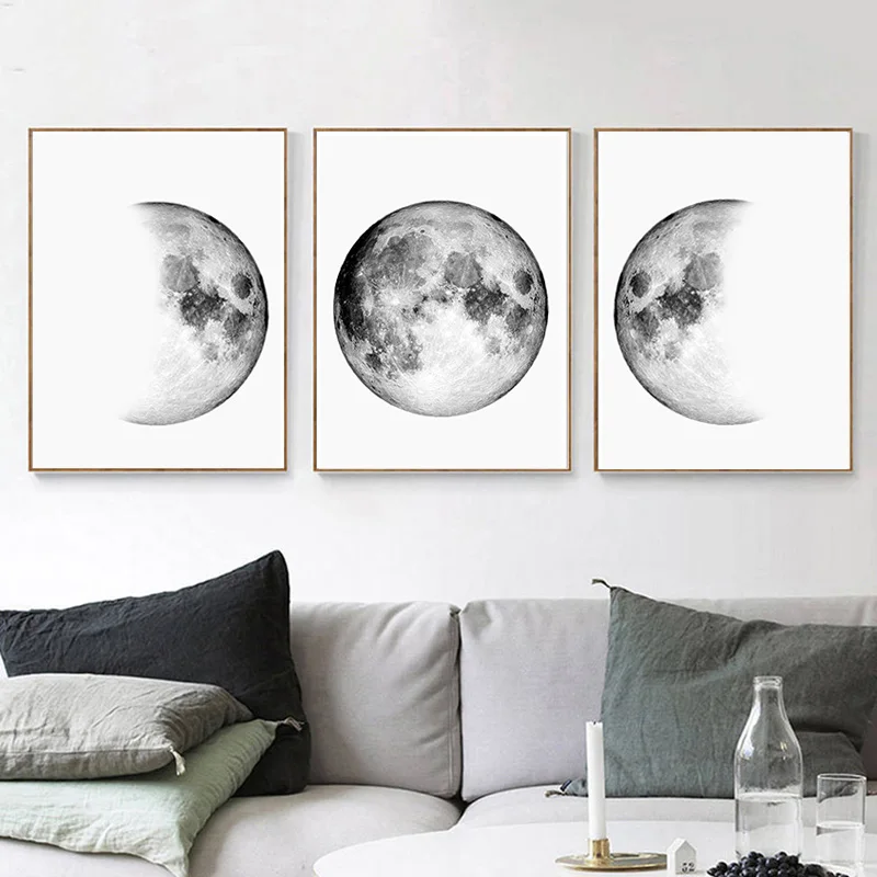 Minimalist Canvas Paintings Moon Phases Wall Art Black Posters and White Prints Earth Pictures for Bedroom Living Room Decor
Minimalist Canvas Paintings Moon Phases Wall Art Black Posters and White Prints Earth Pictures for Bedroom Living Room Decor