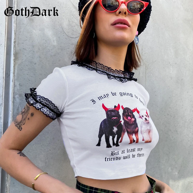 Goth Dark EGirl Kwaii Harajuku Gothic Aesthetic Women TShirts Grunge White Lace Short Sleeve Crop Tops Summer Bodycon Streetwear
Goth Dark EGirl Kwaii Harajuku Gothic Aesthetic Women TShirts Grunge White Lace Short Sleeve Crop Tops Summer Bodycon Streetwear