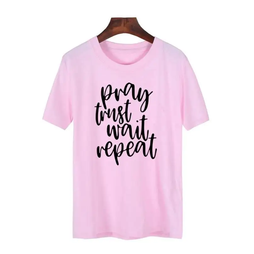 Pray trust wait repeat T-Shirt Christian Casual Religious Tee Faith Clothing Bible Verse Cotton Camisetas quote gift Tops shirts
Pray trust wait repeat T-Shirt Christian Casual Religious Tee Faith Clothing Bible Verse Cotton Camisetas quote gift Tops shirts