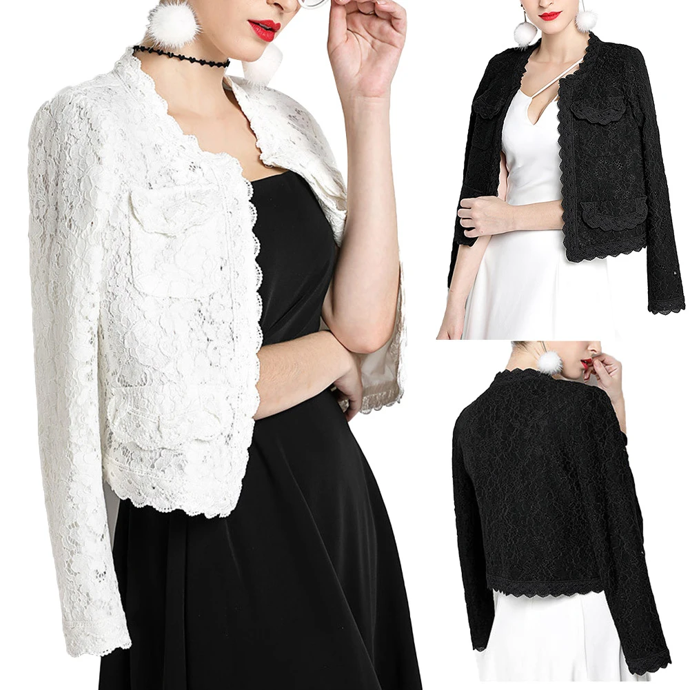 Fashion women's jacket Ladies Solid Color Floral Lace Long Sleeve Front Open Slim Fits Short Cardigan Suit Coat Femme
Fashion women's jacket Ladies Solid Color Floral Lace Long Sleeve Front Open Slim Fits Short Cardigan Suit Coat Femme