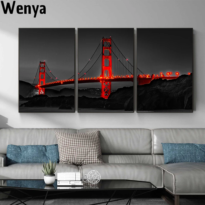 Modern Golden Gate Bridge Canvas Painting Unframed City Landscape Poster And Prints Black Wall Art Picture For Living Room Decor
Modern Golden Gate Bridge Canvas Painting Unframed City Landscape Poster And Prints Black Wall Art Picture For Living Room Decor