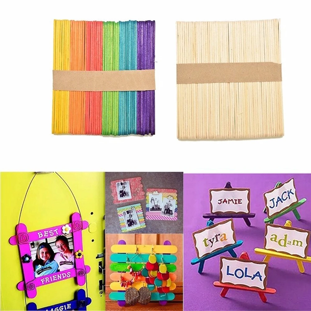 50Pcs/Lot Colored Wooden Popsicle Sticks Natural Wood Ice Cream Sticks Kids DIY Hand Crafts Art Ice Cream Lolly Cake Tools
50Pcs/Lot Colored Wooden Popsicle Sticks Natural Wood Ice Cream Sticks Kids DIY Hand Crafts Art Ice Cream Lolly Cake Tools