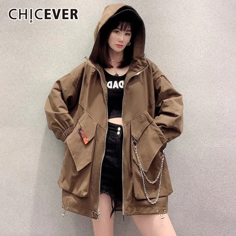 CHICEVER Patchwork Korean Fashion Jackets For Women 2021 Lapel Hooded Collar Long Sleeve Zipper Coats Female Clothing Autumn New
CHICEVER Patchwork Korean Fashion Jackets For Women 2021 Lapel Hooded Collar Long Sleeve Zipper Coats Female Clothing Autumn New