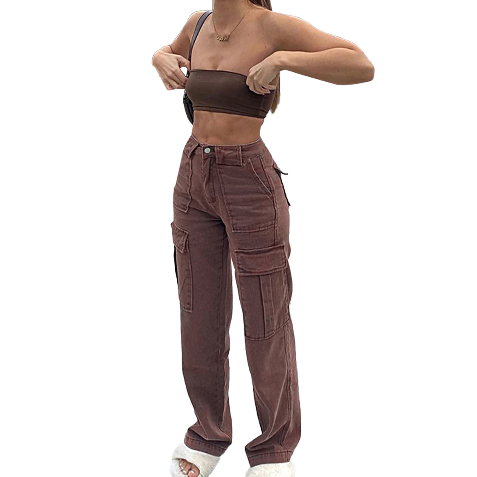 Vintage Pockets Patchwork Jeans Women Cotton Loose Straight Denim Pants Fashion Streetwear High Waisted Cargo Pants
Vintage Pockets Patchwork Jeans Women Cotton Loose Straight Denim Pants Fashion Streetwear High Waisted Cargo Pants
