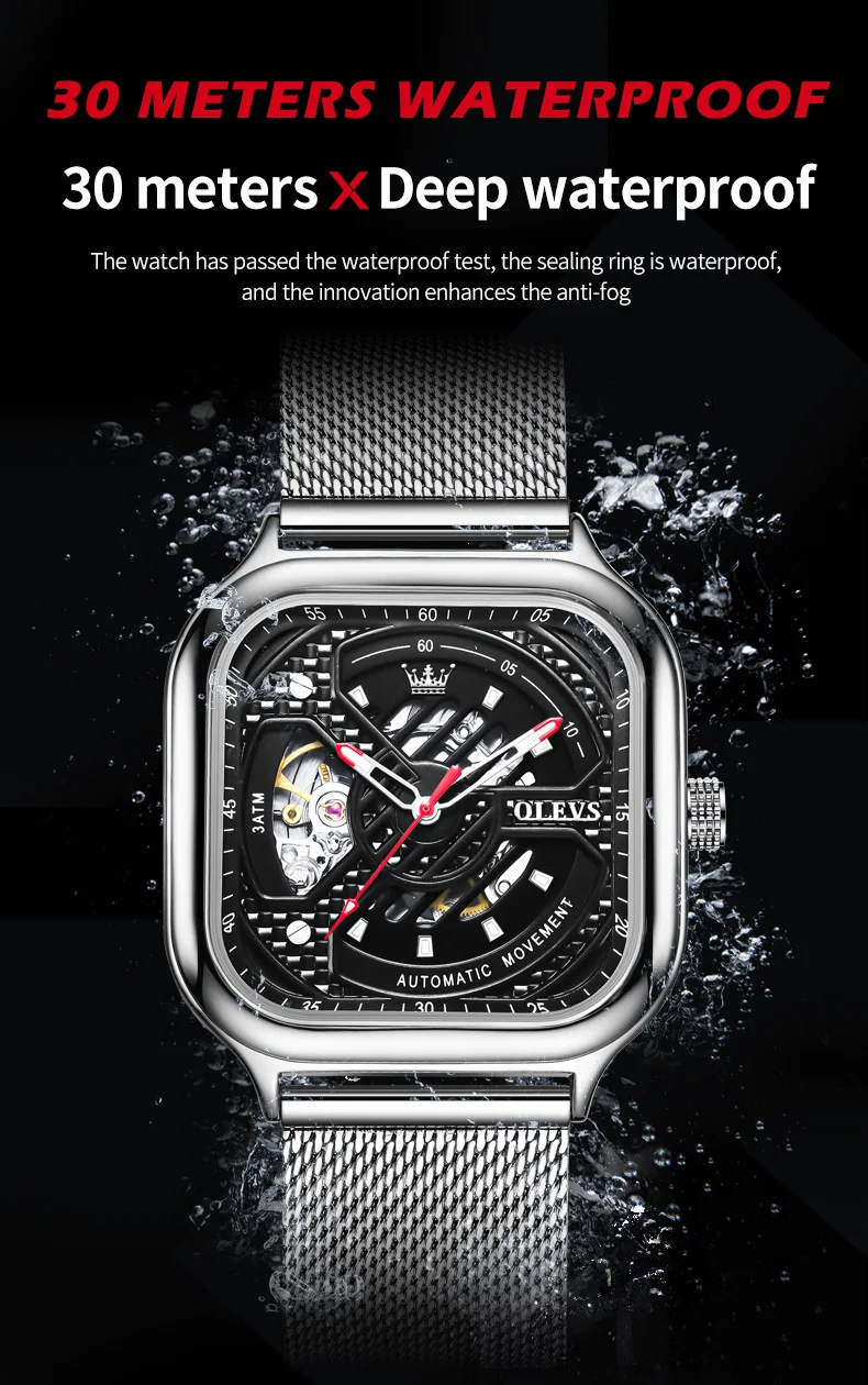 OLEVS 6634 Fully Automatic Mens Mechanical Watch Fashion Hollow Perspective Square Men's Wristwatches Trend Male Watches 
OLEVS 6634 Fully Automatic Mens Mechanical Watch Fashion Hollow Perspective Square Men's Wristwatches Trend Male Watches