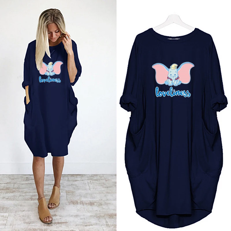Disney Dumbo Plus Size Print Midi Dress Kawaii Cartoon Loose t Shirt Dresses Women Long Sleeve o Collar Pocket Casual Robe Femme
Disney Dumbo Plus Size Print Midi Dress Kawaii Cartoon Loose t Shirt Dresses Women Long Sleeve o Collar Pocket Casual Robe Femme