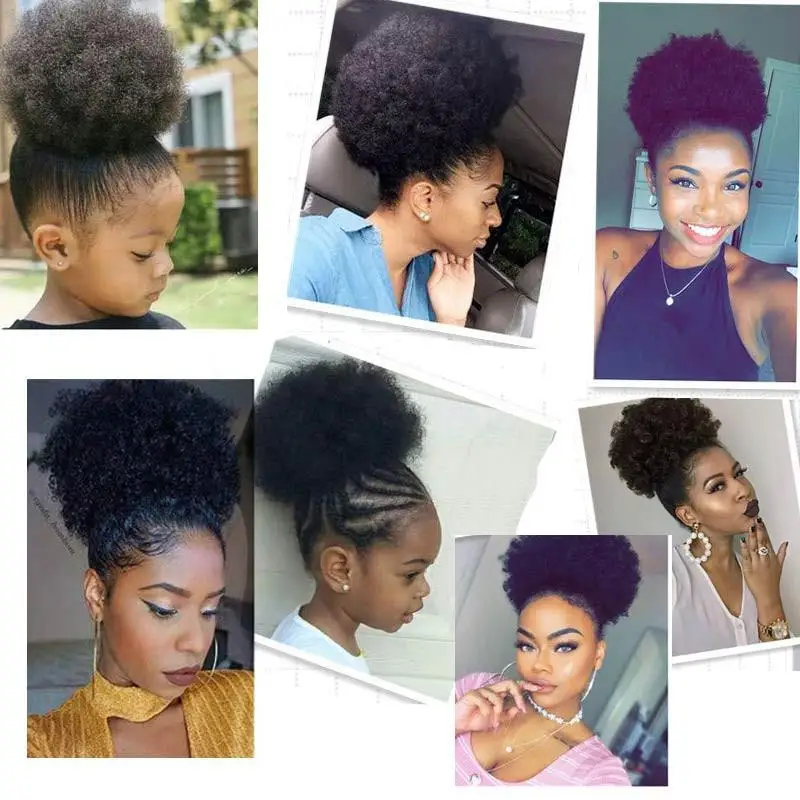African Afro Bun with Invisible Hairpins Short Kinky Curly Wrap Drawstring Puff Ponytail Bun Hair Extension Synthetic Hair Wig
African Afro Bun with Invisible Hairpins Short Kinky Curly Wrap Drawstring Puff Ponytail Bun Hair Extension Synthetic Hair Wig